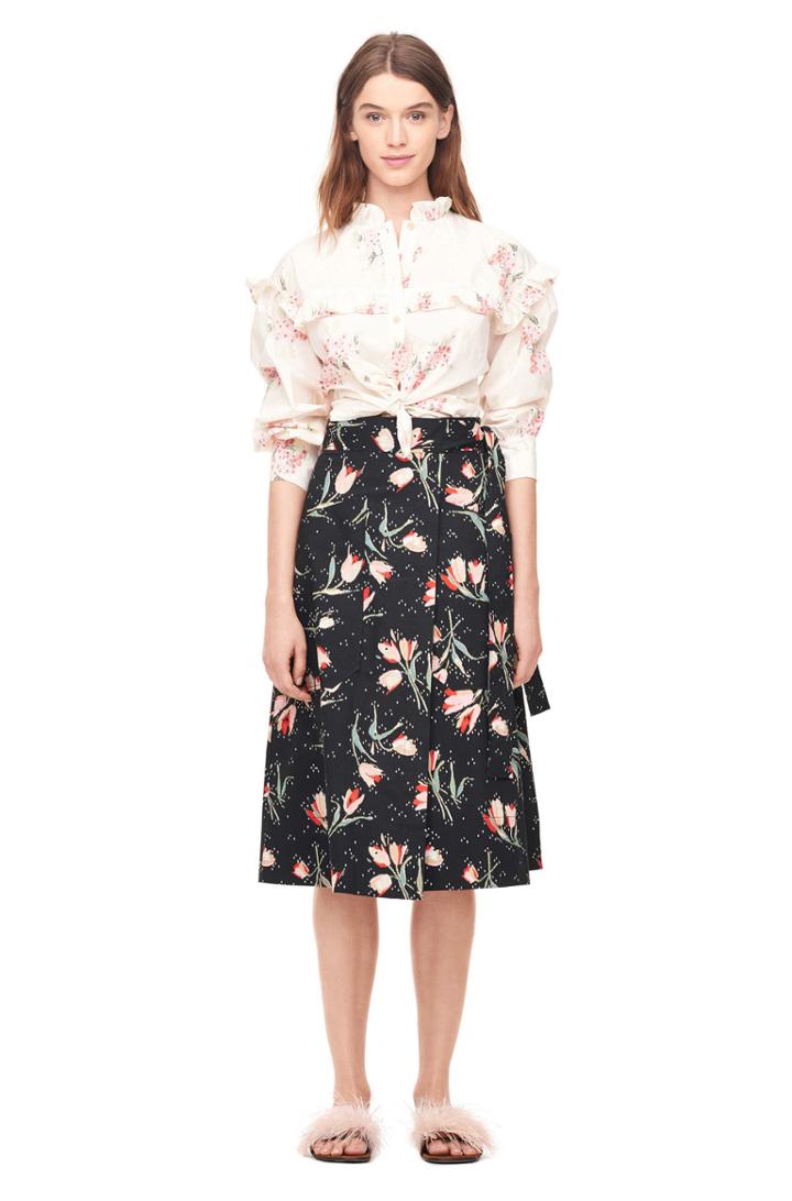 Rebecca Taylor Ikat Tulip Poplin Wrap Skirt