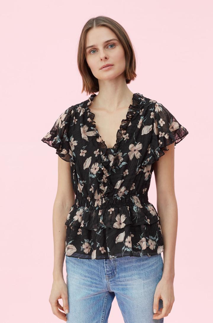 Rebecca Taylor Rebecca Taylor Daniella Floral Silk Burnout Top