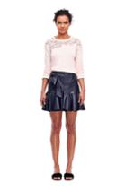 Rebecca Taylor Vegan Leather Ruffle Skirt