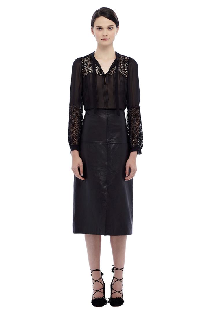 Rebecca Taylor Rebecca Taylor Chiffon Lace Tie Top 8 Black