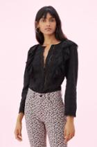 Rebecca Taylor La Vie Textured Slub Embroidered Top