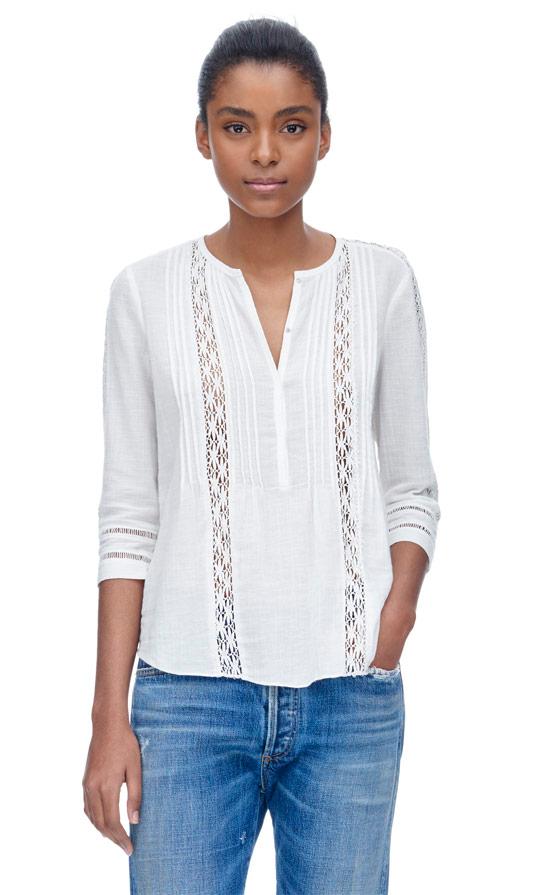 Rebecca Taylor Rebecca Taylor Long Sleeve Cotton Gauze Top