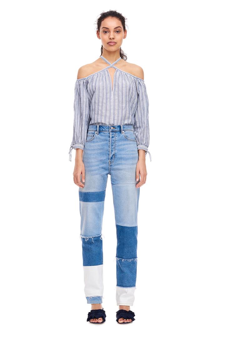 Rebecca Taylor Open Shoulder Yarn-dyed Striped Top