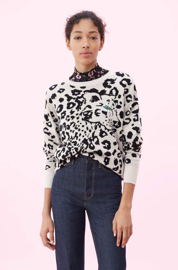 Rebecca Taylor Animal Jacquard Pullover