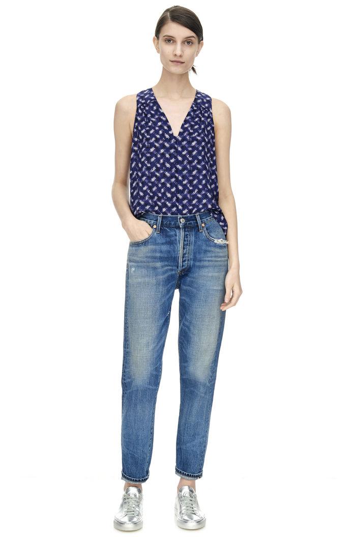 Rebecca Taylor Rebecca Taylor Sleeveless Criss Cross Print Top 4 Indigo Combo
