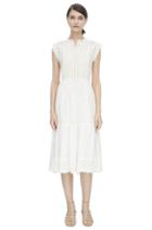 Rebecca Taylor Rebecca Taylor Sleeveless Stitched Square Embroidered Dress 8 Snow