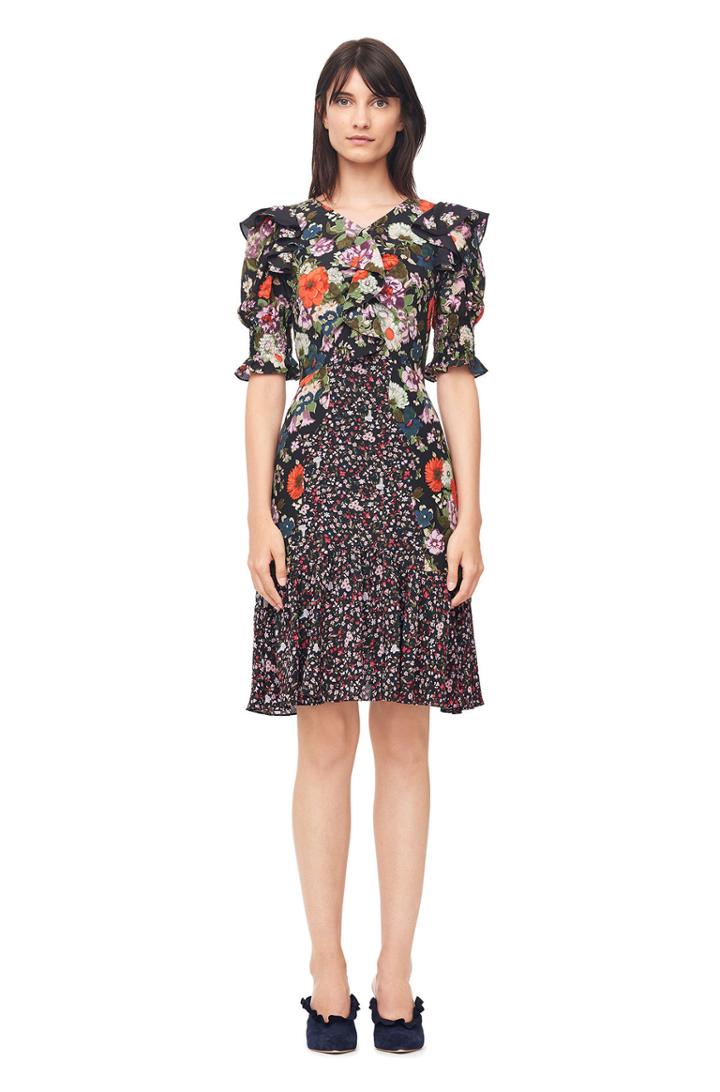 Rebecca Taylor Mixed Print Silk Dress