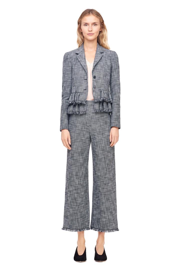 Rebecca Taylor Slub Suiting Ruffle Jacket