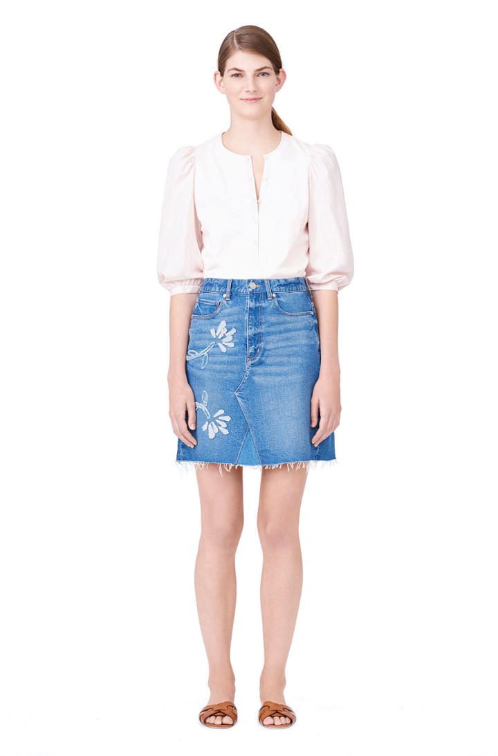 Rebecca Taylor La Vie Poplin Sleeve Jersey Tee