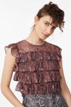 Rebecca Taylor Snake Print Tiered Ruffle Top