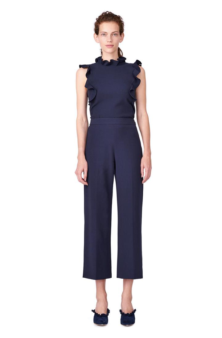 Rebecca Taylor Stretch Suiting Ruffle Top