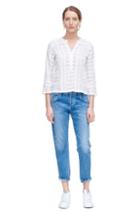 Rebecca Taylor Rebecca Taylor Long Sleeve Embroidered Gauze Top 6 Sea Salt