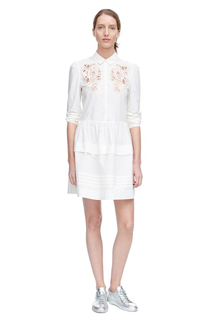 Rebecca Taylor Rebecca Taylor Long Sleeve Medallion Lace Poplin Dress 2 Snow