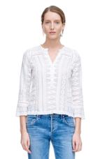 Rebecca Taylor Rebecca Taylor Long Sleeve Embroidered Gauze Top
