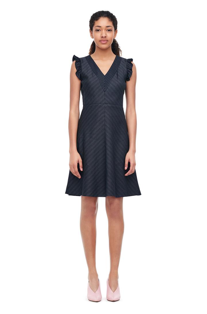 Rebecca Taylor Rebecca Taylor Striped Suiting V-neck Dress