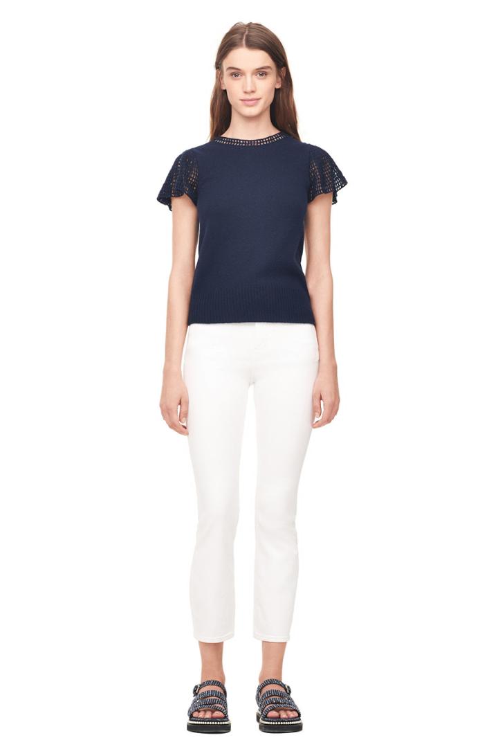 Rebecca Taylor La Vie Short Sleeve Lace Stitch Pullover