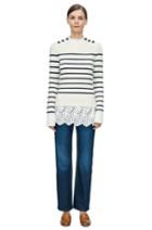 Rebecca Taylor Rebecca Taylor La Vie Cotton Stripe Pullover Xs Chalk W/ Navy Stripes