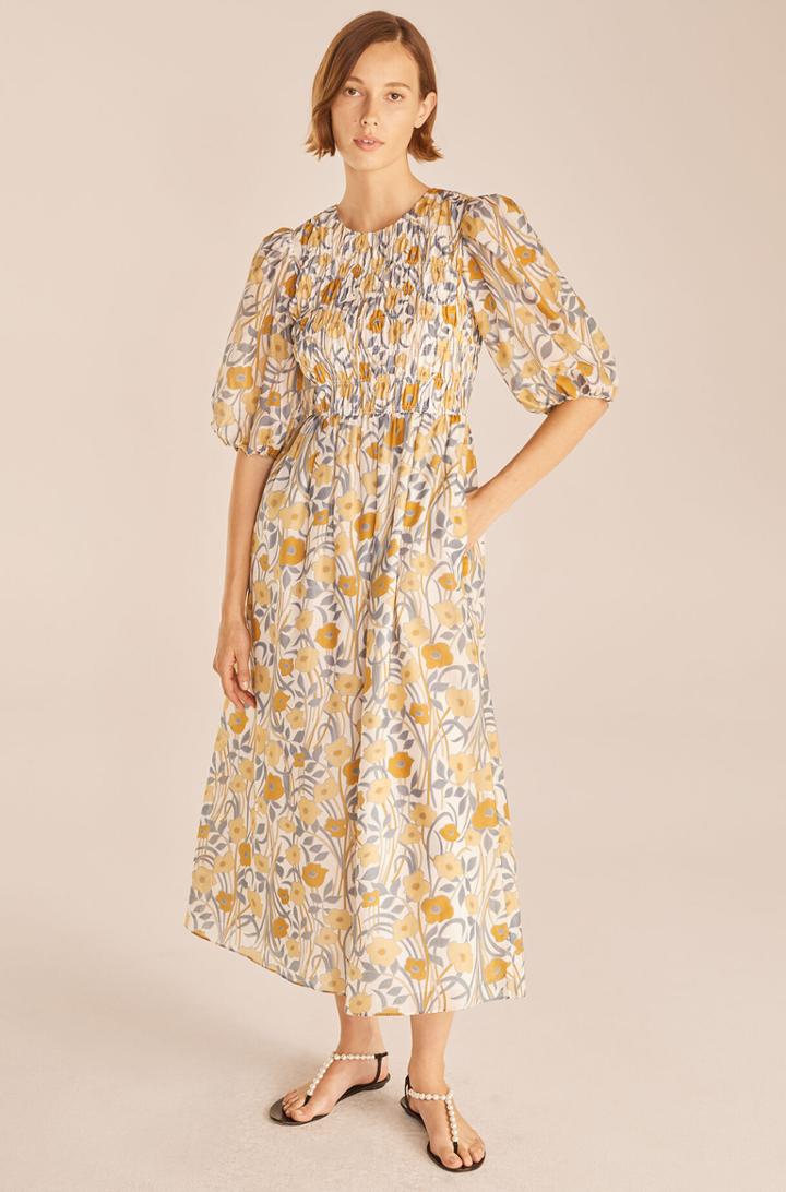 Rebecca Taylor Rebecca Taylor Daphne Fleur Ruched Puff Sleeve Dress