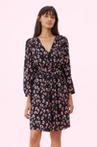 Rebecca Taylor Cheetah Satin Jacquard V-neck Dress