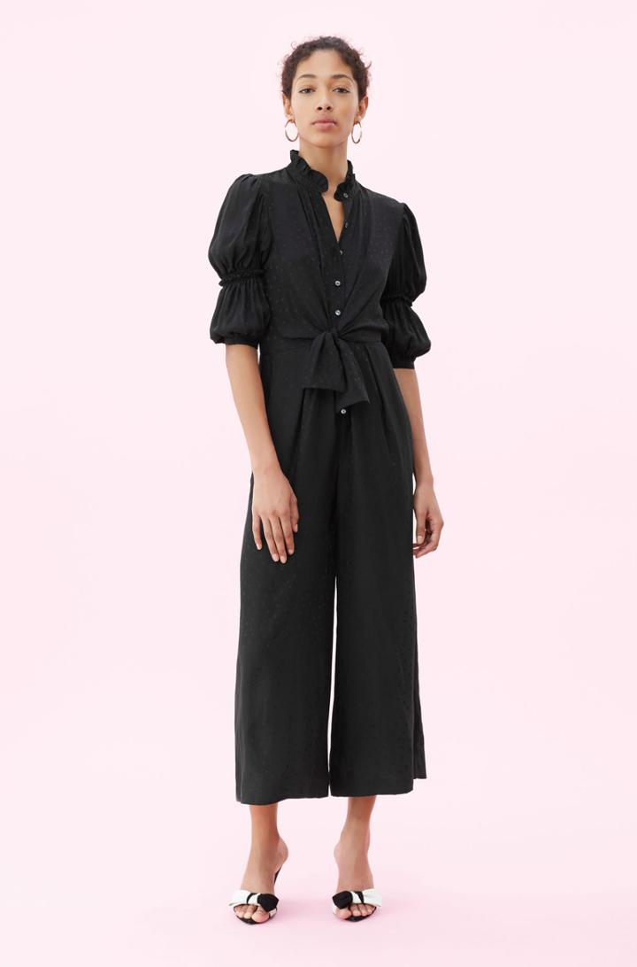 Rebecca Taylor Rebecca Taylor Heart Jacquard Silk Jumpsuit Black, Size 00