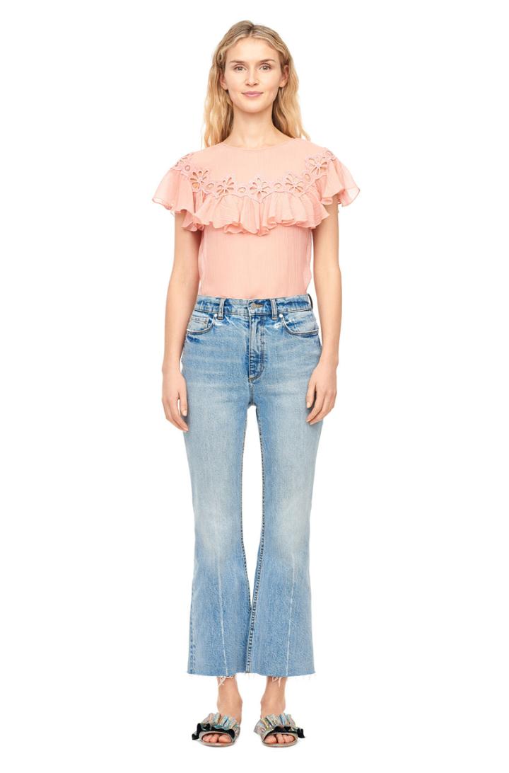 Rebecca Taylor Pinwheel Eyelet Ruffle Top