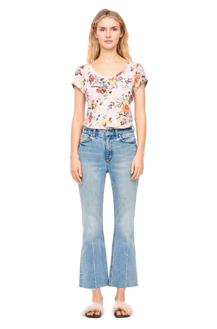 Rebecca Taylor Marlena Floral Linen Jersey Tee