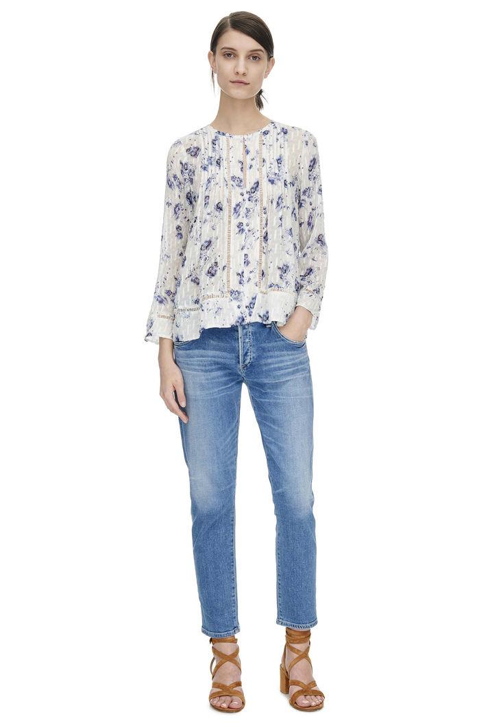Rebecca Taylor Rebecca Taylor Long Sleeve Meteor Flower Top 0 Indigo/sea Salt