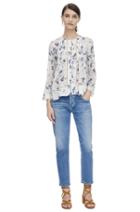 Rebecca Taylor Rebecca Taylor Long Sleeve Meteor Flower Top 0 Indigo/sea Salt