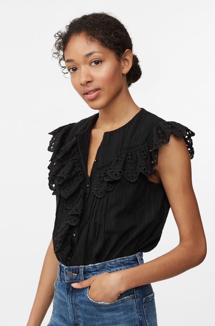 Rebecca Taylor La Vie Satin Stripe Dobby Top