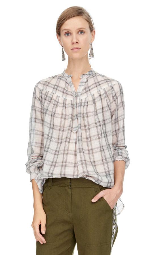 Rebecca Taylor Rebecca Taylor Long Sleeve Cotton Plaid Top