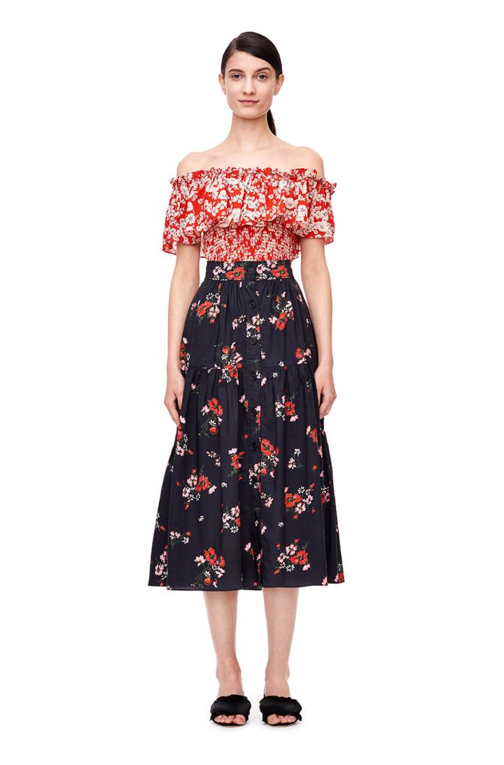 Rebecca Taylor Off-the-shoulder Cherry Blossom Top