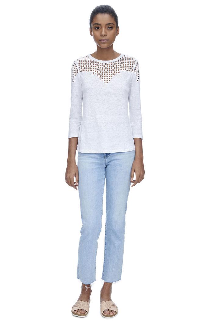 Rebecca Taylor Rebecca Taylor Long Sleeve Linen Lace Tee S Snow