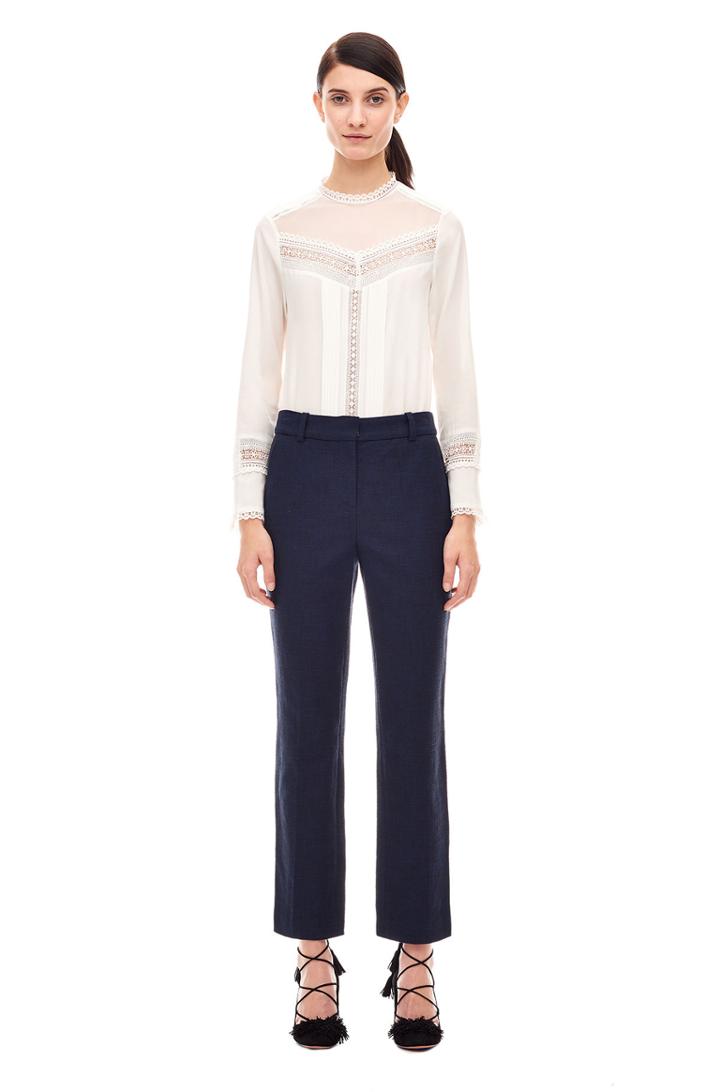 Rebecca Taylor Slub Straight Leg Pant