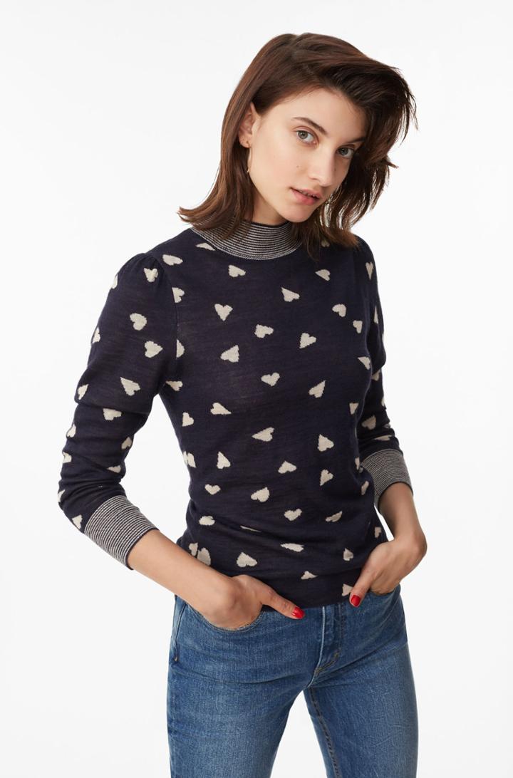 Rebecca Taylor Scattered Heart Jacquard Pullover