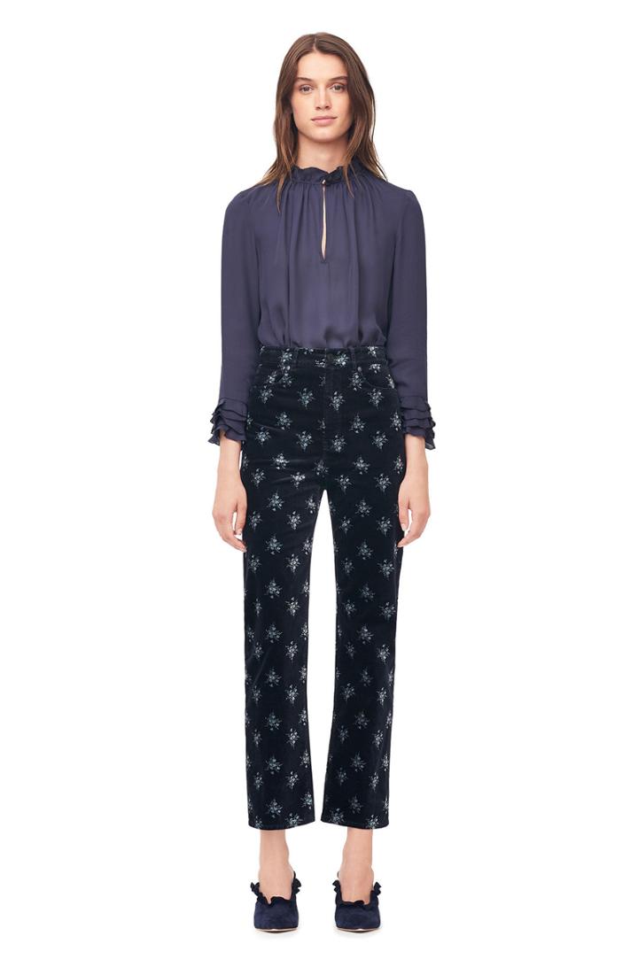 Rebecca Taylor Silk Double Georgette Ruffle Top