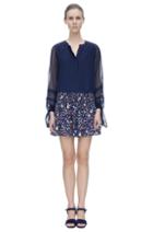 Rebecca Taylor Rebecca Taylor Silk Top With Tie Sleeves 0 Navy