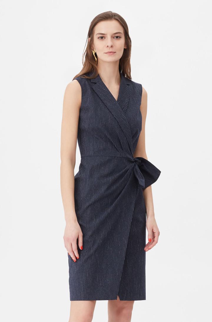 Rebecca Taylor Rebecca Taylor Tailored Pinstripe Suiting Wrap Dress