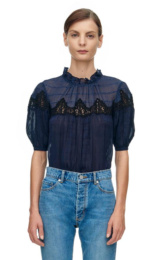 Rebecca Taylor Rebecca Taylor Short Sleeve Clip Mix Top
