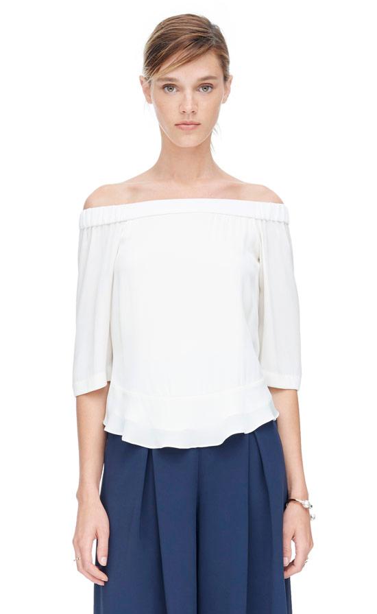 Rebecca Taylor Rebecca Taylor Off The Shoulder Double Georgette Silk Top