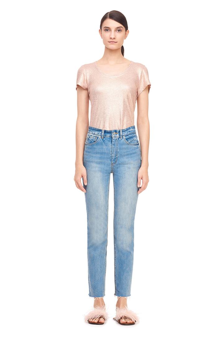 Rebecca Taylor Metallic Foil Jersey Tee