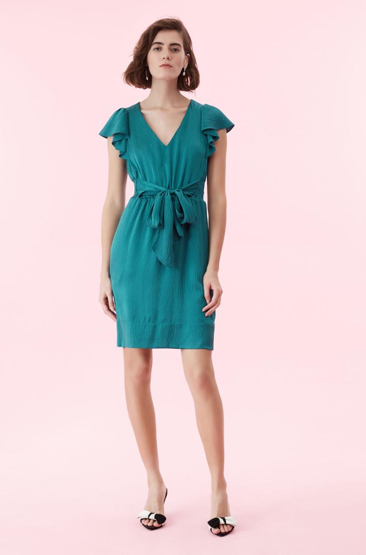 Rebecca Taylor Rebecca Taylor Hammered Silk V-neck Dress
