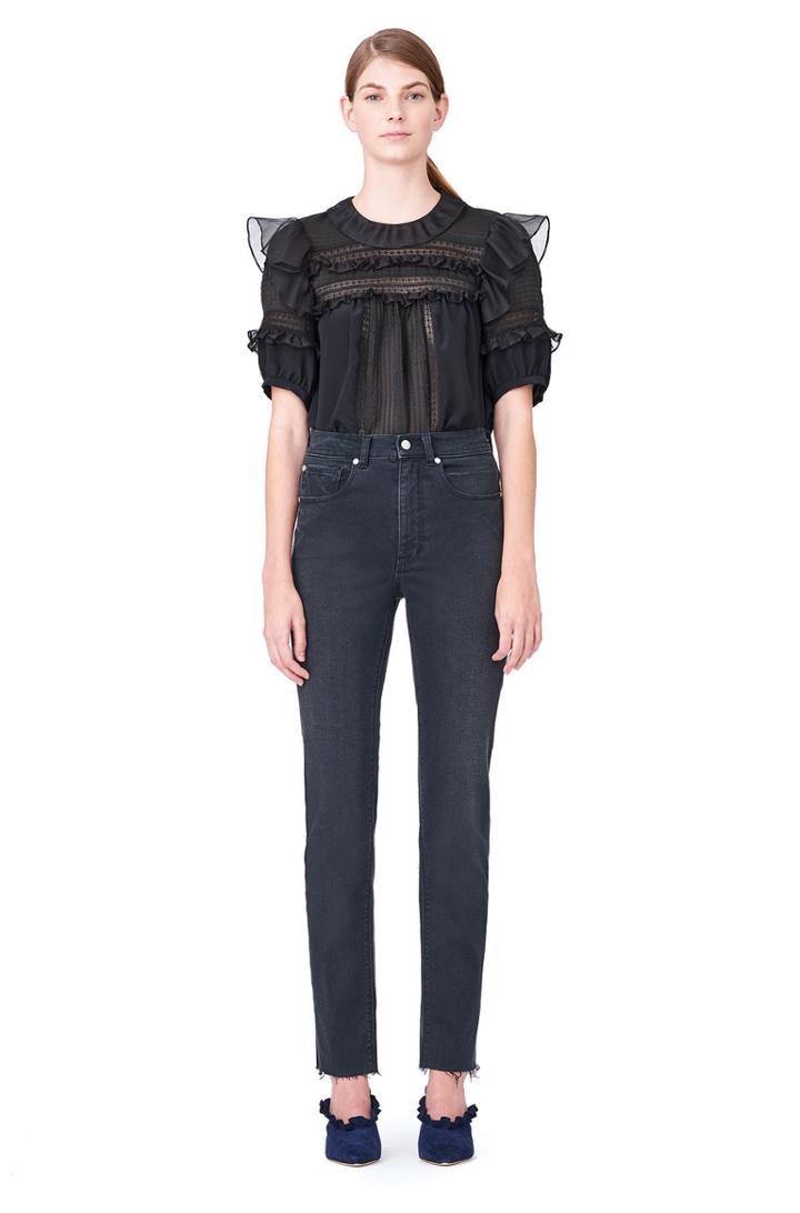 Rebecca Taylor Ruffled Silk & Lace Top