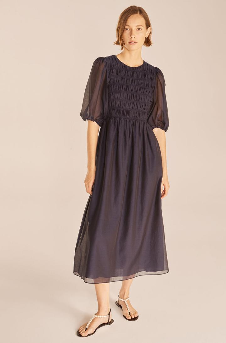Rebecca Taylor Rebecca Taylor Sheer Ruched Puffed Sleeve Dress