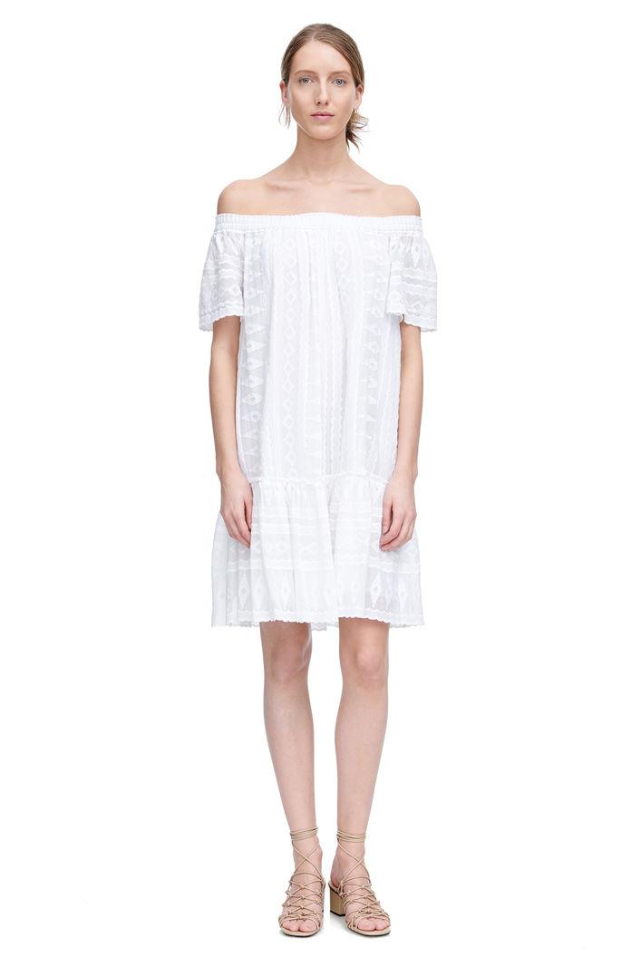 Rebecca Taylor Rebecca Taylor Off Shoulder Embroidered Gauze Dress 8 Sea Salt