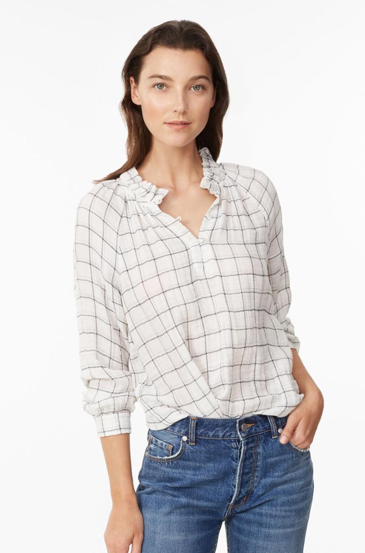 Rebecca Taylor Rebecca Taylor La Vie Lurex Plaid Top Milk White, Size X-small