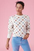 Rebecca Taylor Rebecca Taylor La Vie Jacquard Polka Dot Pullover Sweater Ivory Multi, Size Medium