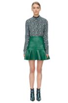 Rebecca Taylor Rebecca Taylor Embossed Leather Skirt 12 Emerald