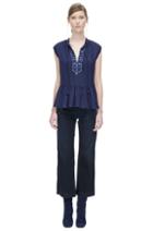 Rebecca Taylor Rebecca Taylor Sleeveless Embroidered Top 8 Navy