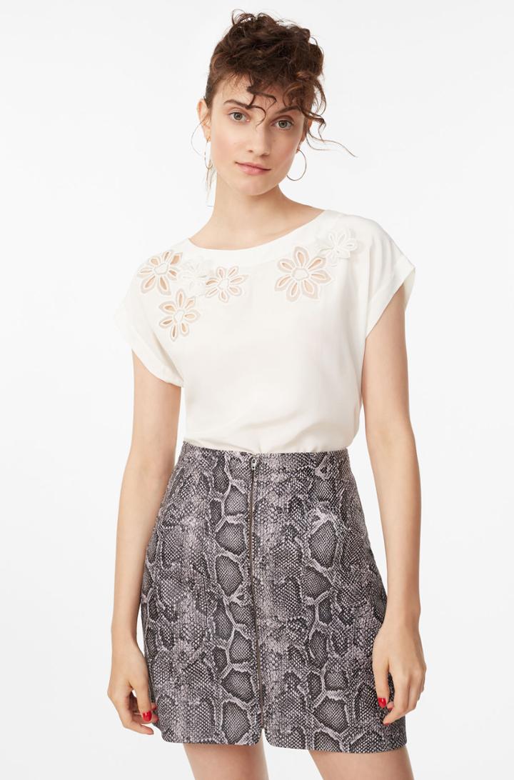Rebecca Taylor Embroidered Floral Silk Top