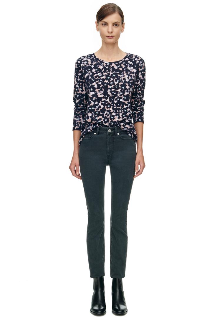 Rebecca Taylor Rebecca Taylor Long Sleeve Oleander Jersey Tee Xs Black Combo